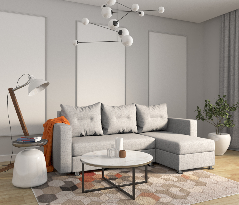 Диваны угловые в гостиную, Угловой диван Ария правый, рогожка