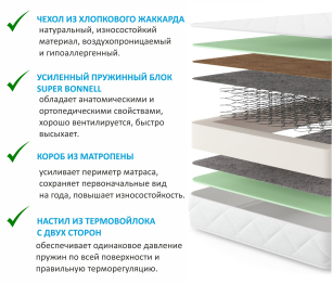 Ортопедический матрас Promo B Cocos 1800*2000