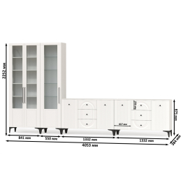 Валенсия 082 два комода-тумбы и сервант три дверки № 123