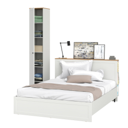 Кровать двухспальная с ортопедическим основанием и шкаф-пенал Остин