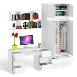 Шкаф-комод с антресолью Мори МШ900.1 со столом для работы и учёбы и книжной полкой