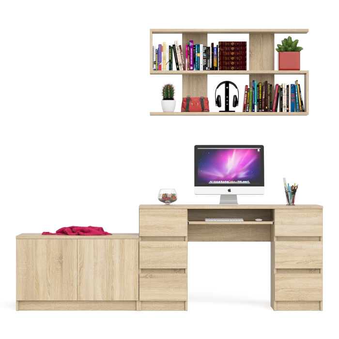 Домашние кабинеты, Стол компьютерный Мори МС-2 с верхней полкой и тумбой МА900.1