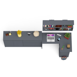 Тумба-комод МК1600.1 Мори с навесной книжной полкой и угловой компьютерный стол МС-16 правый