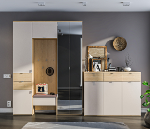 Афина комплект для прихожей с комодом Дуб Винченца/Кашемир серый