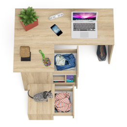 Компьютерный стол угловой Мори МС-16 левый и тумбочка на 400