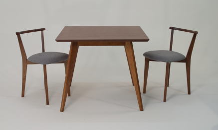 Стол Сканди М 100 орех со стульями Франк орех рогожка серый