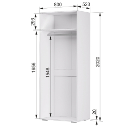 Шкаф 2-х створчатый с зеркалом Акация левый