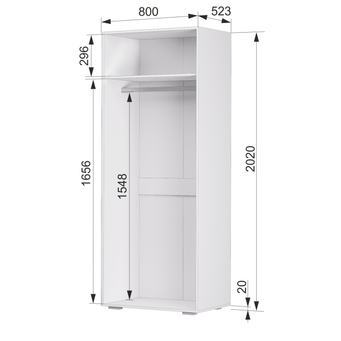 Для одежды, Шкаф 2-х створчатый с зеркалом Акация левый