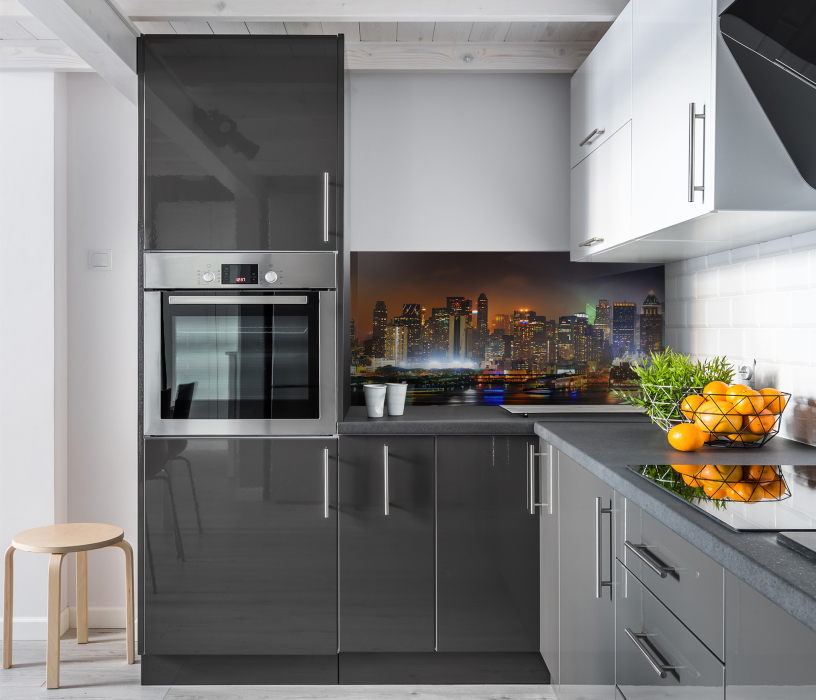 Стеновые панели, Интерьерная панель из стекла 1000*600*6 мм MGF16_огни_города