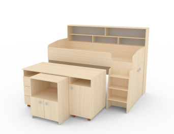 Кровать чердак Малыш 5, Дуб Молочный