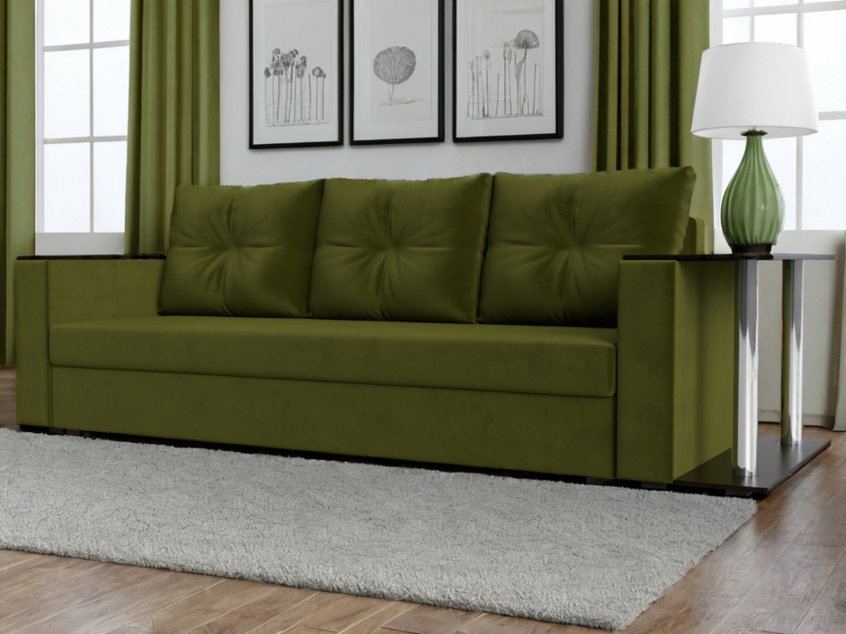 Диваны еврокнижки, Диван прямой Атланта со столом справа, микровельвет