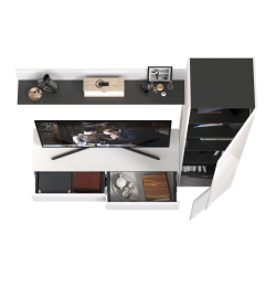 Широкий шкаф-пенал Сидней с полочкой и ТВ-тумбой