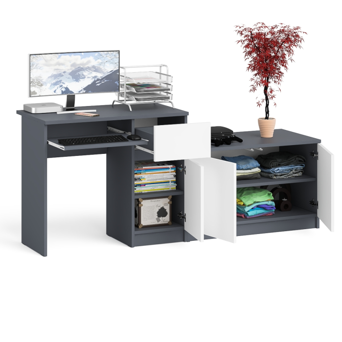 Прямые компьютерные столы, Тумба Мори МА900-1 и стол компьютерный Мори МС-1 правый