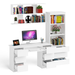 Рабочее место Мори из стола двухтумбового МС-2 с навесной полкой и стеллажом