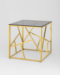Журнальный столик АРТ ДЕКО 55х55 (Стекло smoke/Сталь золото)