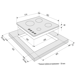 Газовая варочная поверхность  ALMA 60 BL (независимая)