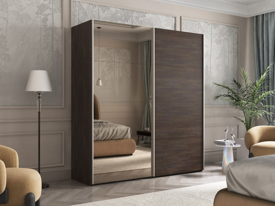 Шкафы-купе 2-х дверные, Шкаф-купе Эста ДСП+Зеркало 200х66х240