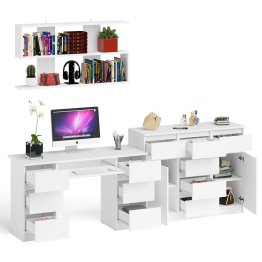 Комод-тумба Мори МК1200.4 с открытой верхней полкой и стол компьютерный МС-2