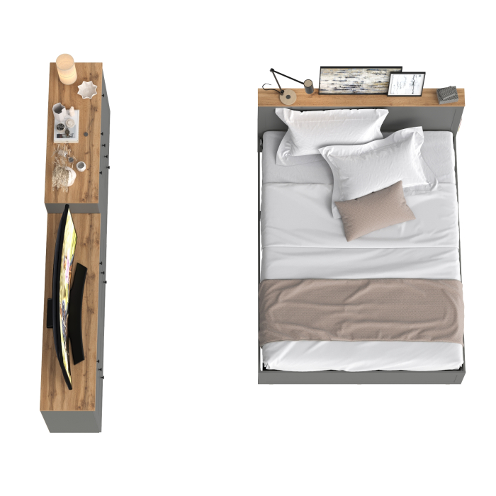 Спальные гарнитуры, Спальный гарнитур из двуспальной кровати с основанием и двух комодов Остин 16.240 и 16.221