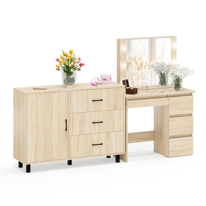 Туалетные столики, Комод-тумба 122-1204 и столик косметический с лампочками Сура