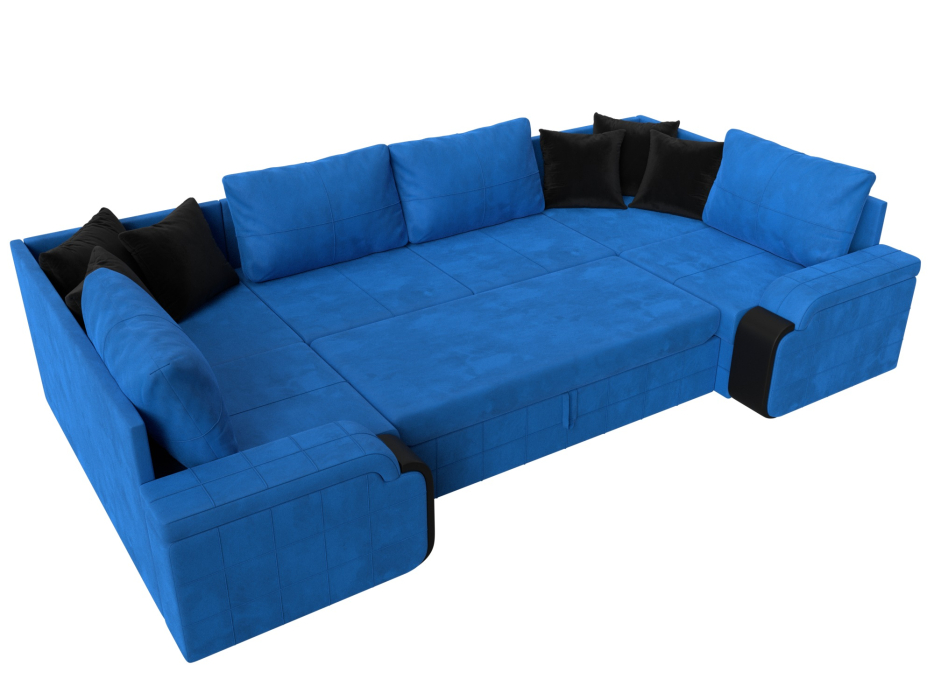 Диваны с ящиком для белья, П-образный диван Николь, велюр / экокожа