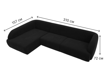 Диван угловой Лига-041 левый угол, микровельвет