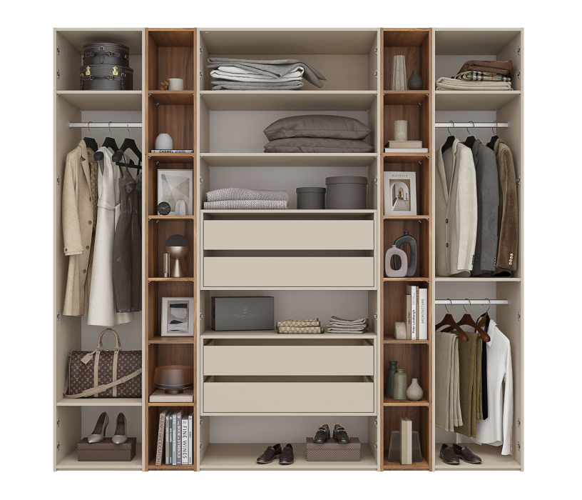 Шкафы распашные, Шкаф 4-х дверный со стеллажами Лаура Компл 1, 2532