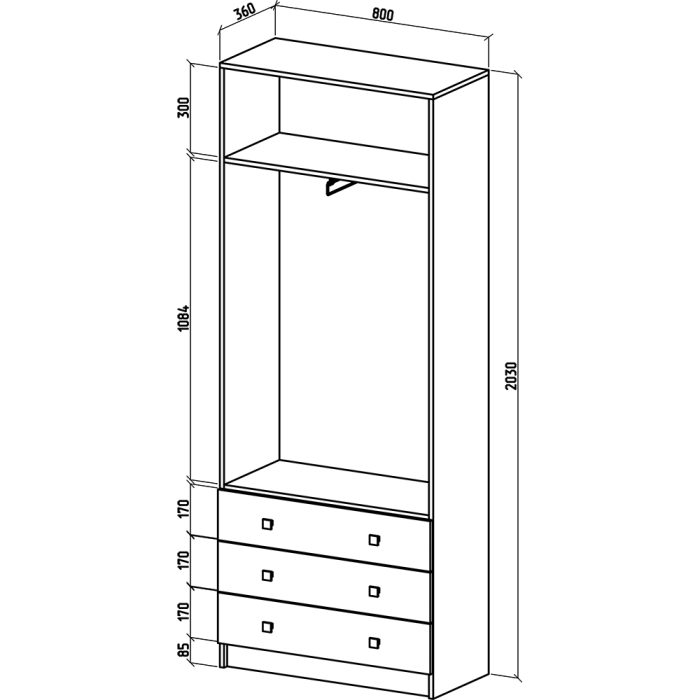 Шкафы двухстворчатые, Шкаф Бостон-12