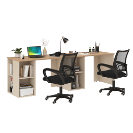 Два письменных стола Лайт 12.163 и два чёрных компьютерных кресла