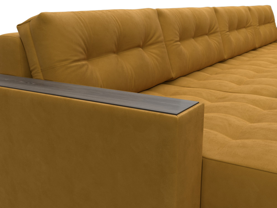 Дизайнерские диваны для гостиной, Диван П-образный с декором Лига-049 НПБ Лонг, велюр BRUT