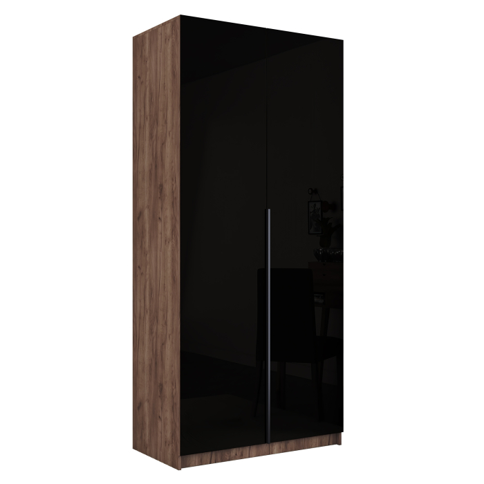 Шкафы распашные, Шкаф распашной Е1 Локер 101x52.5x220 см, с черным стеклом и модулем