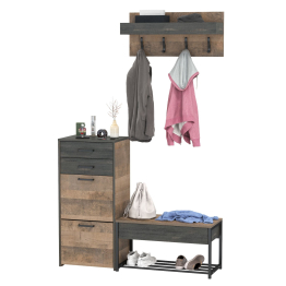 Обувница с сиденьем с тумбой для обуви с ящиками и вешалкой для одежды Трувор