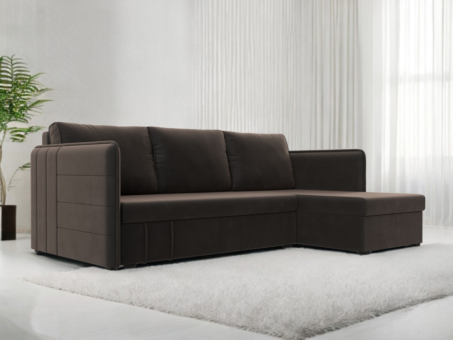 Диваны угловые в гостиную, Диван угловой Слим универсальный угол, велюр