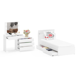 Стол косметический с подсветкой 110 с кроватью с выдвижными ящиками Ксения 900