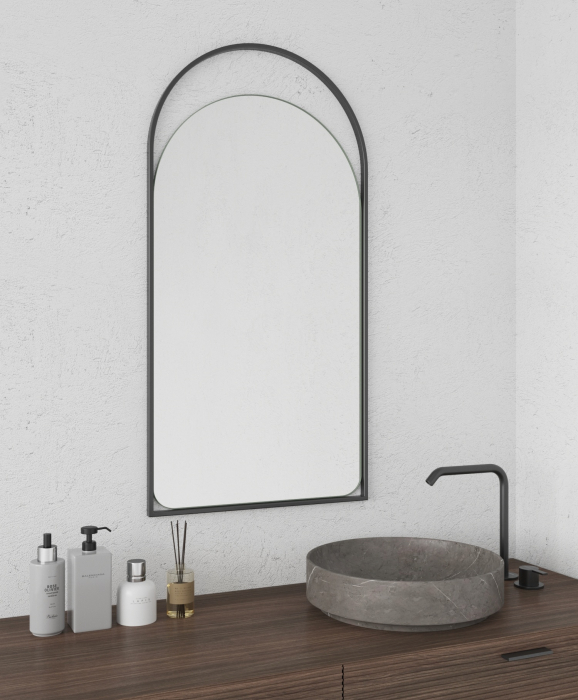 Зеркала в спальню, Дизайнерское настенное зеркало GENGLASS Arkelo в металлической раме