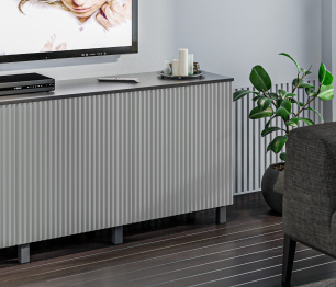 Гостиная (стенка) 3 на ножках Тренд Диамант серый / МДФ Джаз Светло-серый