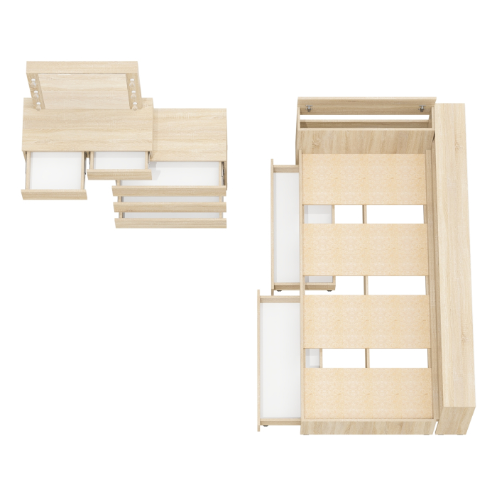 Спальные гарнитуры, Столик косметический с лампочками 110 и Ксения 900 односпальная кровать с ящиками и прикроватным блоком