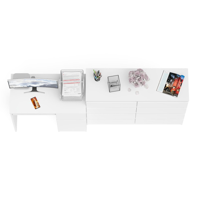 Компьютерные столы, Комод 8-мь ящиков Мори МК1200 и правый компьютерный стол Мори МС-1