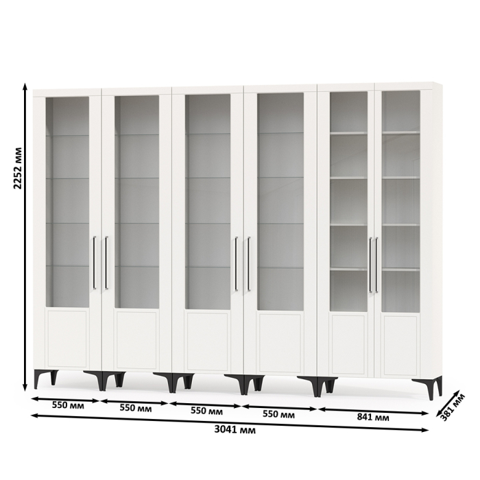 Стенки для гостиной, Библиотека 091 белая Валенсия № 133