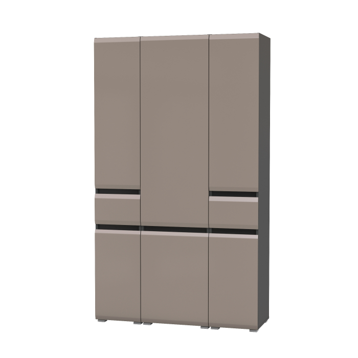 Шкафы распашные, Стенка из шкафов Сидней из двух шкафов с ящиком и одного шкафа-витрины