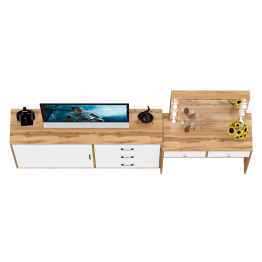 Косметический столик с лампочками СТ-5 и комод-тумба 122-1504