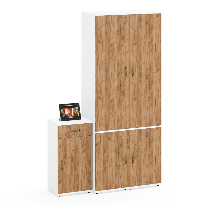 Домашние кабинеты, Пеналы с полками каждый по пять полок Лидер-8 и тумба дверка и ниша