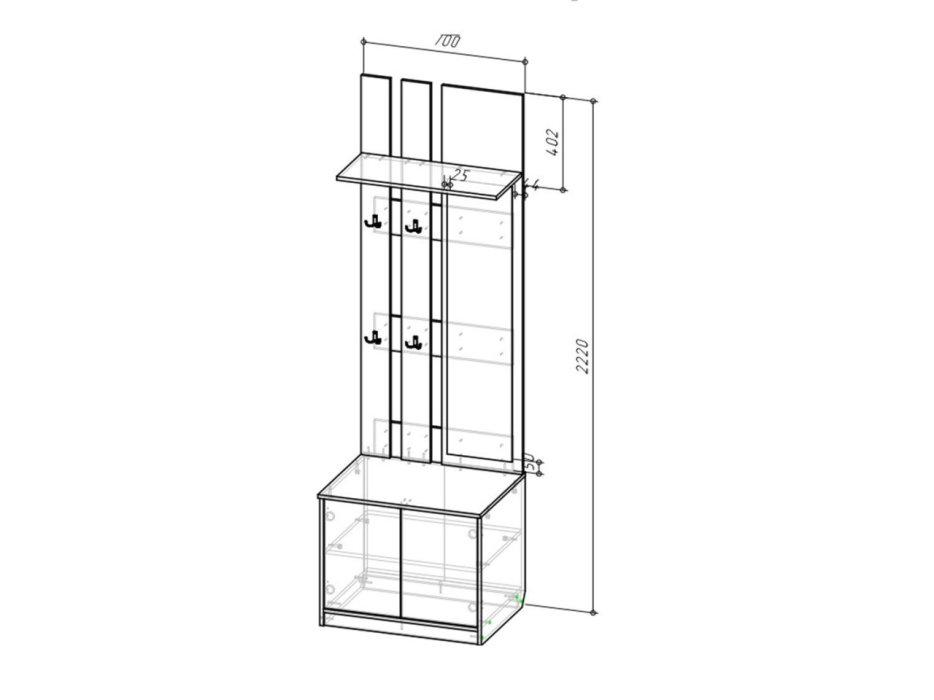 Напольные, Вешалка с зеркалом Браун