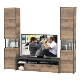 Два шкафа-пенала с подсветкой и тумба под ТВ Трувор № 18