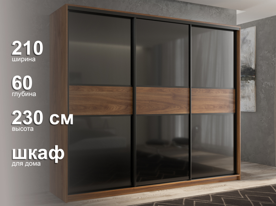 Шкафы-купе 3-х дверные, Шкаф-купе 3х дверный Кааппи 12 210х60