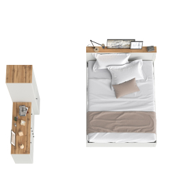 Двухспальная кровать с ортопедическим основанием Остин и платяной шкаф-пенал с тумбой-комодом