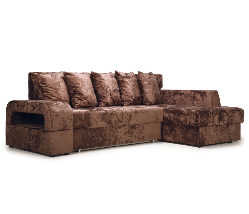 Диваны угловые в гостиную, Угловой диван Марго 1 правый, велюр