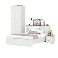 Спальные гарнитуры, Шкаф для одежды двухдверный Остин с кроватью с ортопедом и прикроватной тумбочкой