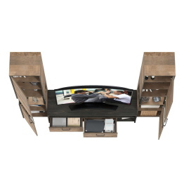 Два шкафа-пенала с подсветкой и тумба под ТВ Трувор № 18