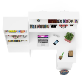 Рабочее место с угловым столом Мори МС-16 правым со стеллажом и полкой